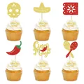 Lot de six décorations de cupcakes mexicains pailletés pour fête de Cinco de Mayo - 24 Pièces/Paquet / Multicolore