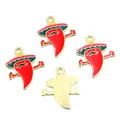 Mexican Carnival enamel chili pepper charms with sombreros and mustaches for DIY jewelry making - No. 7 Chili