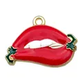 Mexico Carnival series alloy drip oil red lip charm pendant for DIY jewelry bracelet - Red Lips Chili with Teeth