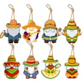 Set di 8 colorati gnomi messicani in legno per le decorazioni festive del Cinco de Mayo party - Stile Gnomi Messicani (2) / Set da 16 pezzi