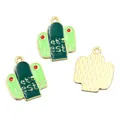 Green enamel cactus charms featuring Let's Fiesta text for DIY jewelry and keychain making - No.9 Chili