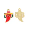 Emaillierter mexikanischer Chili-Anhänger mit Schnurrbart und Sombrero für Schmuck - Rosa Hut Schnurrbart Chili (2辣椒)