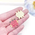 Red enamel chili pepper pendant with Happy Fiesta text for DIY jewelry craft making - Happy Fiesta Letter Chili Style (23094) / 1 Piece (25x20mm) / Red