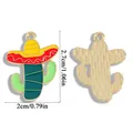 Colorful Mexican cactus charm with sombrero, DIY alloy pendant 2.7x2cm size display - Cactus with Sombrero Style (A6-485)