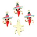 Vibrant enamel chili pepper charms with sombreros for DIY Mexican Fiesta jewelry - No.11 Chili