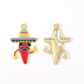 Lustiger mexikanischer Chili-Anhänger mit Sombrero-Hut für DIY-Schmuckherstellung - Sonnenbrille Schnurrbart Chili (4辣椒)