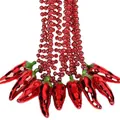 Mooie levendige metallic rode chilipeper kralenketting voor Cinco de Mayo feest. - Rood