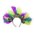 Cerchietto piumato di Mardi Gras con paillettes viola verde giallo per carnevale - Fascia con Piume e Paillettes
