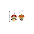 Detailed view of Mexican Day of the Dead skull acrylic drop earrings with 6g weight specs - Day of the Dead Skull Style (8)