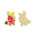 Vibrant Mexican chili pepper enamel charm with sombrero and star for DIY jewelry making - Star Holding Ethnic Chili (5辣椒)