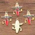 Emaille-Chili-Anhänger mit Sombrero und Sonnenbrille für DIY-Schmuckherstellung - Stil 4 Chili mit Sonnenbrille / 25x30mm (1.3g)
