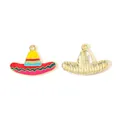 Colorful Mexican sombrero hat enamel charms for DIY jewelry making accessories - Colorful Mexican Sombrero (6草帽)