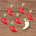Ciondolo peperoncino smaltato rosso per gioielli fai-da-te e tema festival messicano - Stile 5 Peperoncino Base