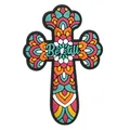 Colorful PVC cross fridge magnet with Be still text and vibrant mandala pattern for home decor - Style 05 - Be still