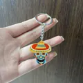 Close-up view of a colorful Mexican carnival acrylic skull keychain with a sombrero charm. - Ghost with Hat