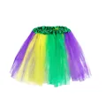 Gonna colorata tutu Mardi Gras in viola giallo e verde per costume da festa festoso - Gonna Tutu Tricolore