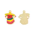 Colorful Mexican chili pepper enamel charm with sombrero and maracas - Maracas Personified Chili (9辣椒节)