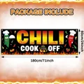 Grande striscione Chili Cook Off per decorazione festa messicana 180x60cm sfondo - Stile Chili Cook-off (XY-20260225-18) / 180x60cm / Sfondo Nero Gradiente a Fiamma