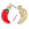 Red and green chili pepper enamel pendant charm for DIY jewelry making craft project - Basic Red Green Chili Style (A6-491)