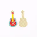 Mexican festival themed red enamel guitar alloy charm for DIY jewelry and crafts making - Patterned Red Guitar (11吉他)