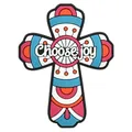 Colorful Mexican Day of the Dead PVC rubber cross fridge magnet with Choose Joy slogan - Style 09 - Choose joy