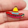 Colorful alloy enamel Mexican sombrero hat charm for DIY jewelry accessories. - Slate Gray