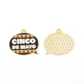 Cinco de Mayo speech bubble enamel charm pendant for DIY jewelry making and crafts - Festive Slogan Tag (12CINCO)