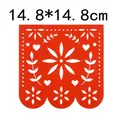 Gros plan de la décoration de bannière en feutre mexicain orange de 14,8 cm pour fête - Style Carré Évidé E - Thème Rouge Orangé