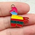 Handmade colorful enamel piñata charm for DIY jewelry making and festive accessories - Silver Gray