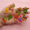 Vibrant Mexican carnival theme acrylic charms set with cactus, chili, and pinata designs - Mixed Mexican Fiesta Series Style (10)