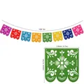 Spécifications de taille pour bannière mexicaine en feutre de 3m avec fanions de 14,7cm. - Style Carré Évidé A - Bannière 8 Couleurs
