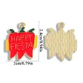 Mexican chili pepper enamel charm featuring Happy Fiesta text for DIY jewelry accessories - Fiesta Plaque Style (A6-494)