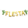 Guirlande de fête Fiesta dorée pailletée avec cactus verts pour célébration mexicaine - Style Fiesta Cactus
