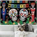 Banner fondale festa messicana Dia de los Muertos con teschi di zucchero 110x180cm - Stile 5