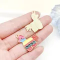 Colorful Mexican piñata llama enamel charm pendant for DIY jewelry - Colorful Horse/Piñata Style (23105) / 1 Piece (27x24mm) / Yellow