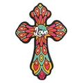 Colorful Mexican Day of the Dead style cross PVC refrigerator magnet with Love text - Style 13 - Love