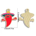 Red Mexican chili charm with mustache and sombrero for DIY jewelry making, 2.2x1.8 cm - Chili with Green Pink Sombrero (A6-495)