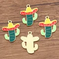 Vivaci ciondoli in smalto a forma di cactus con sombrero per gioielli fai-da-te - Stile 12 Cactus con Sombrero