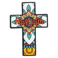Colorful Mexican Day of the Dead cross fridge magnet with Have faith text design - Style 15 - Have faith
