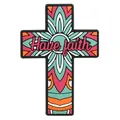 Colorful Mexican Day of the Dead style cross PVC fridge magnet with 'Have faith' text - Style 16 - Have faith