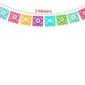 Bannière en feutre mexicaine de 3m pour le Jour des Morts avec motifs à fleurs - Style Carré Évidé C - Décoration Colorée