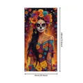 Detailed dimension view of Mexican Day of the Dead themed door cover banner - Style 9 (BJB) / 90x180cm