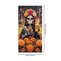 Mexican Day of the Dead door banner with floral skeleton and marigolds 90x180cm - Style 10 (BJB) / 90x180cm