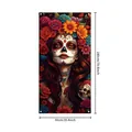 Detailed size diagram for Mexican Day of the Dead door cover banner, 180cm x 90cm - Style 11 (BJB) / 90x180cm