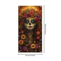 Mexican Day of the Dead sugar skull door cover banner with floral design 180x90cm size - Style 14 (BJB) / 90x180cm