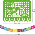 Detailed dimension view of Mexican Papel Picado party banner flags - Mexican Multicolor Style (LQ-2025032506) / 1 String 9 Flags