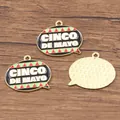 Ciondolo smaltato Cinco de Mayo con colori festivi messicani per gioielli fai-da-te - Stile 17 Targhetta CINCO DE MAYO