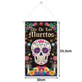 Day of the Dead hanging banner with colorful sugar skull motif for Mexican party decor - Colorful Sugar Skull Style (Y-00677-3) / 1 Piece