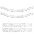 Détail de bannière mexicaine Papel Picado blanche avec motifs de fleurs découpés - Style Tournesol Cœur