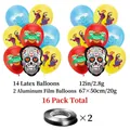 Set di palloncini Dia De Muertos con 14 in lattice e 2 a forma di teschio - Palloncini del Giorno dei Morti (16 Pezzi/Confezione)
